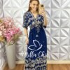 Vestido Manu em Viscolinho - Azul Marinho - Milla Chic