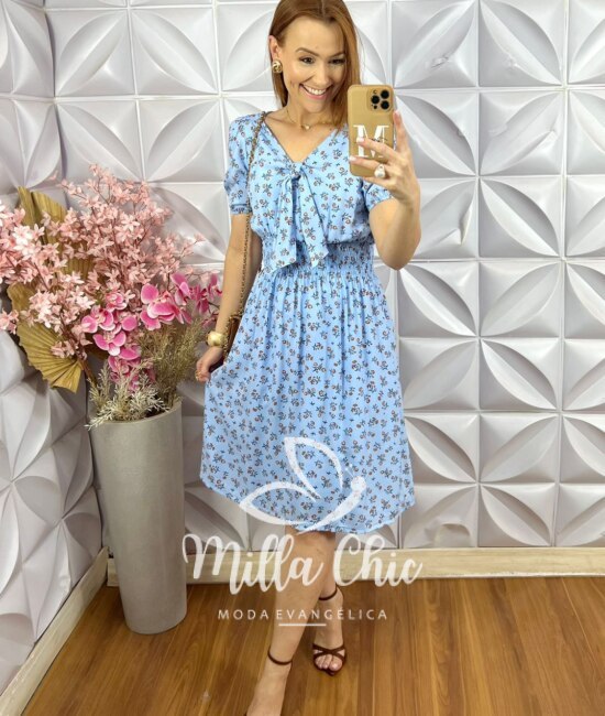 Vestido Maresias Em Póa - Azul - Milla Chic