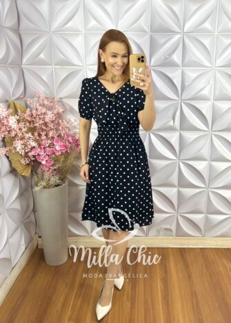 Vestido Maresias Em Póa - Preto - Milla Chic