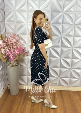 Vestido Maresias Em Póa - Preto - Milla Chic