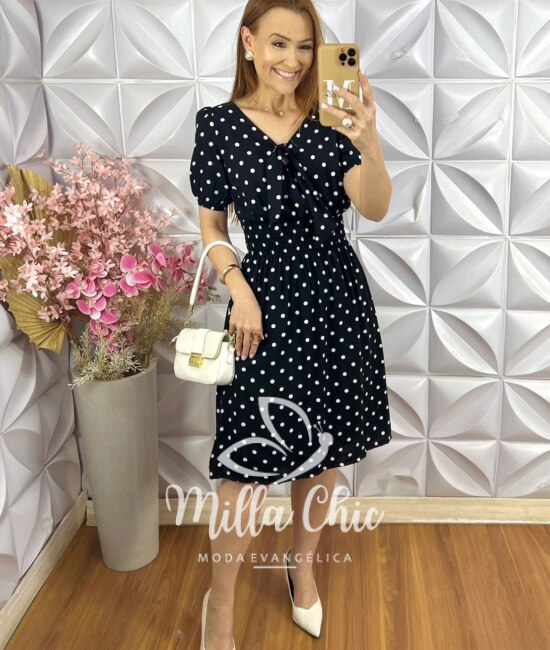 Vestido Maresias Em Póa - Preto - Milla Chic
