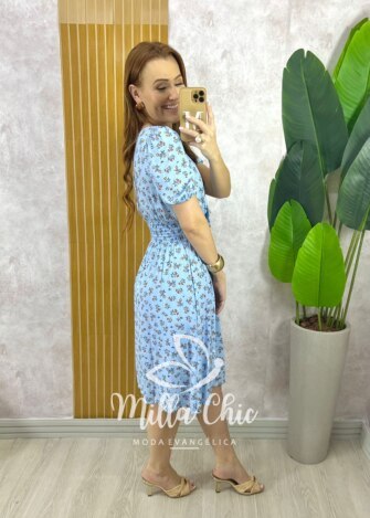 Vestido Maresias - Floral Azul Baby - Milla Chic