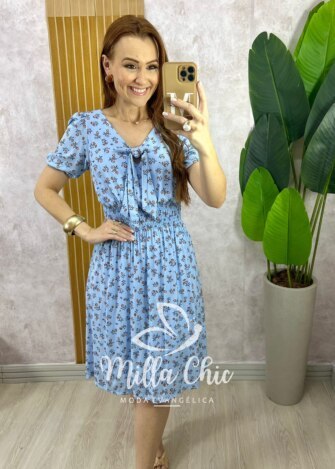 Vestido Maresias - Floral Azul Baby - Milla Chic