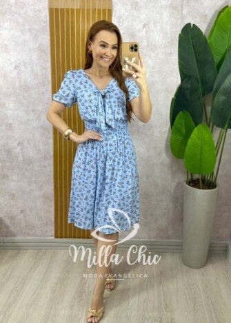 Vestido Maresias - Floral Azul Baby - Milla Chic