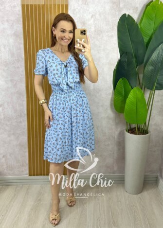 Vestido Maresias - Floral Azul Baby - Milla Chic
