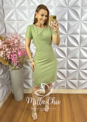 Vestido Marina em Alfaiataria Marrant - Pistache - Milla Chic