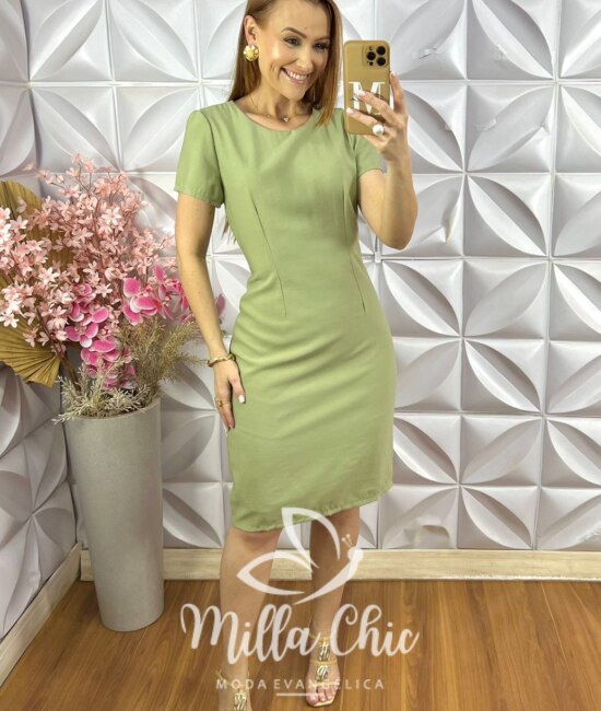 Vestido Marina em Alfaiataria Marrant - Pistache - Milla Chic