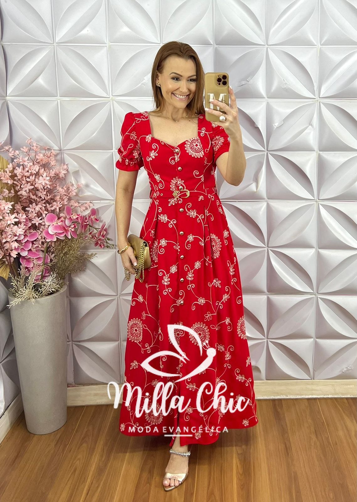 Milla Chic - millachic com br vestido rute bordado vermelho Vestido Rute Bordado - Vermelho - Milla Chic