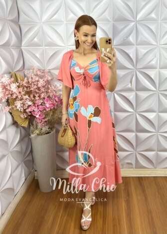 Vestido Salinas Estampado - Rosa Flamingo - Milla Chic