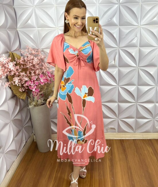 Vestido Salinas Estampado - Rosa Flamingo - Milla Chic