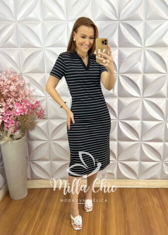 Milla Chic - millachic com br vestido sofia em malha algodao azul copia 2 Vestido Sofia em Malha Algodão - Preto - Milla Chic