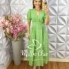 Vestido Vitória Em Lesie Cordonê - Pistache - Milla Chic