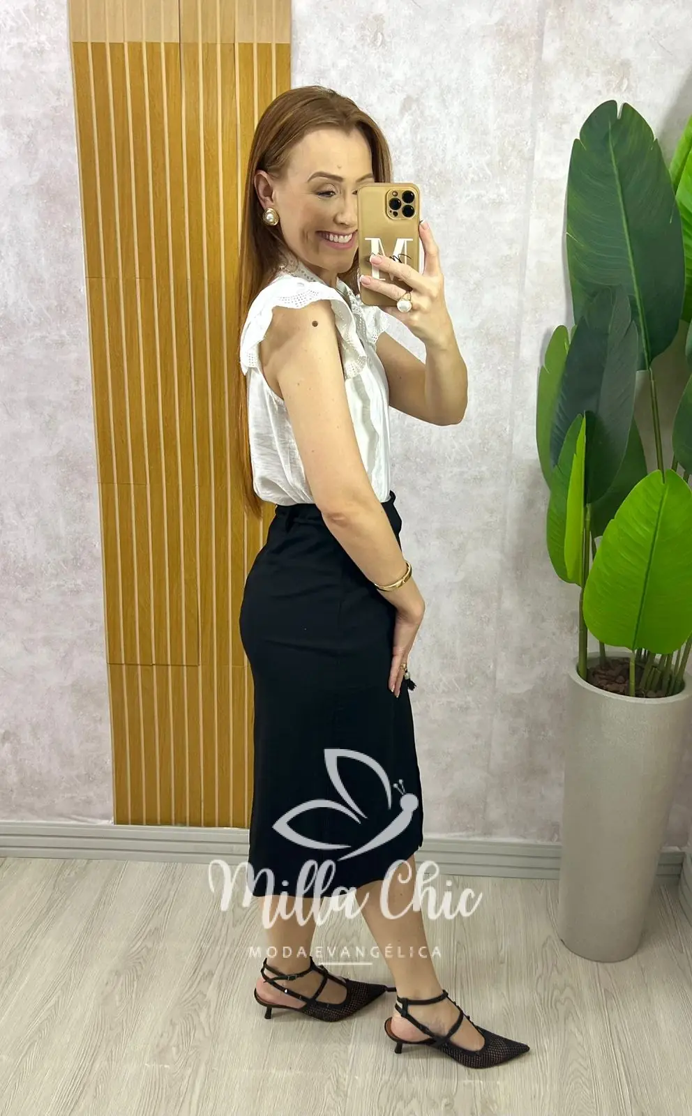 Saia Clara Em Linho – Preta – Milla Chic Saia Clara Em Linho - Preta - Milla Chic