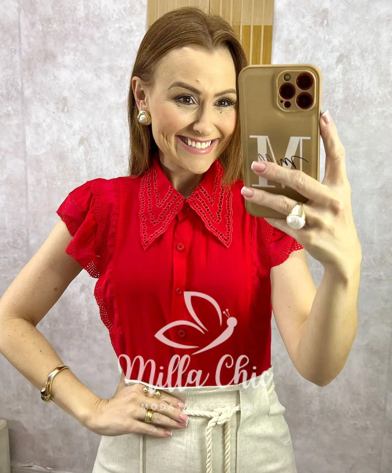 Camisa Louise – Vermelha – Milla Chic Camisa Louise - Vermelha - Milla Chic