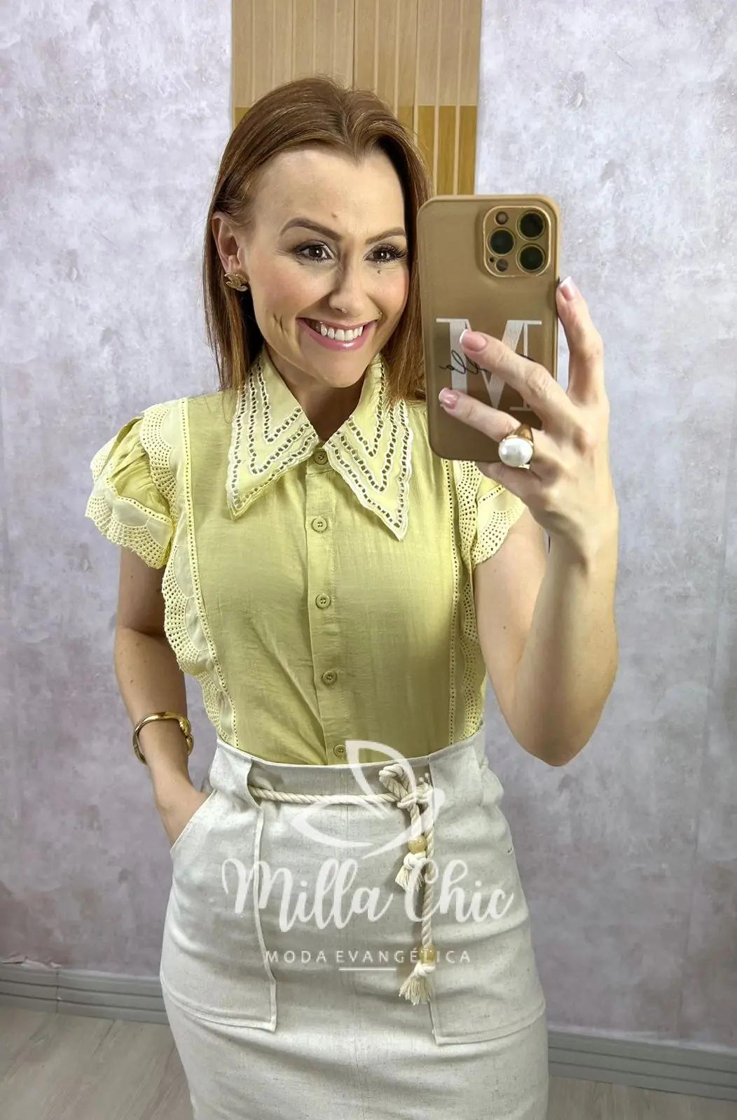 Camisa Louise – Amarela – Milla Chic Camisa Louise - Amarela - Milla Chic