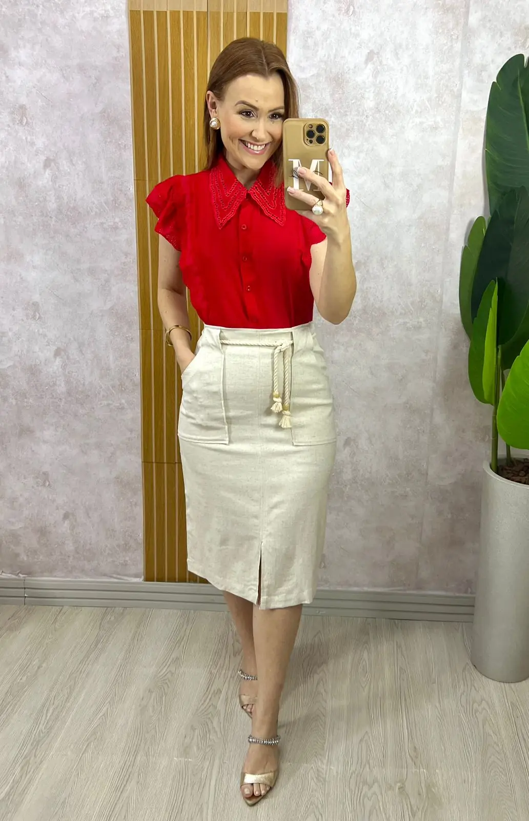 Saia Clara Em Linho – Areia – Milla Chic Saia Clara Em Linho - Areia - Milla Chic