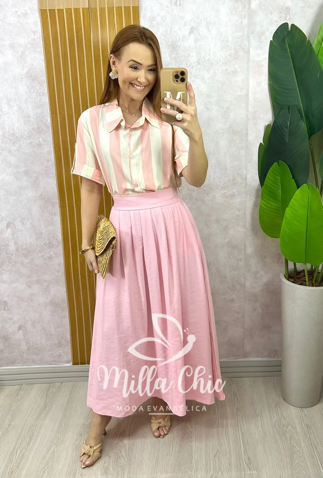 Saia Silvia em Alfaiataria Marrant – Rosa – Milla Chic Saia Silvia em Alfaiataria Marrant - Rosa - Milla Chic
