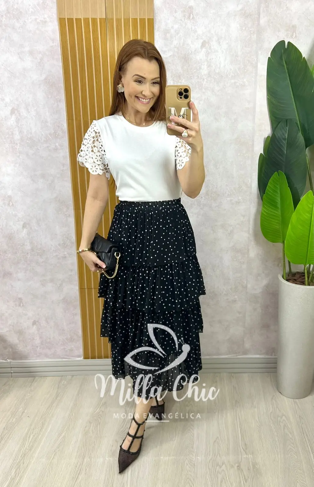 Saia Samanta em Chiffon Camadas – Branca – Milla Chic Saia Samanta em Chiffon Camadas - Branca - Milla Chic