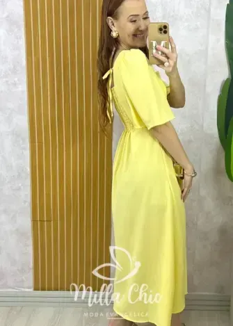 Vestido Gaby em Rayon Devorê - Vermelho - Milla Chic