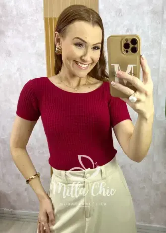 Blusa Neide em Tricot - Bordô - Milla Chic