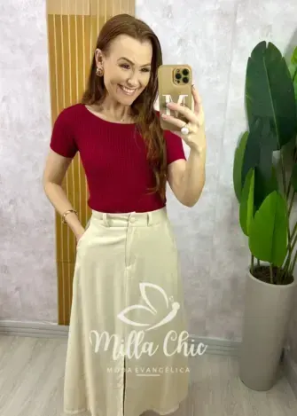 Blusa Neide em Tricot - Bordô - Milla Chic