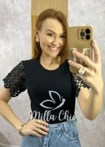 Blusa Adelaide Manga Guipper – Rosa Baby – Milla Chic Blusa Adelaide Manga Guipper - Rosa Baby - Milla Chic