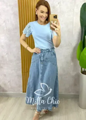 Blusa Adelaide Manga Guipper - Rosa Baby - Milla Chic