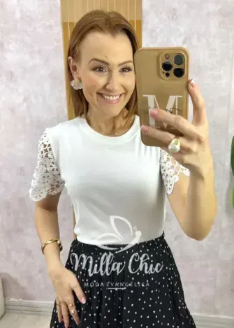 Blusa Adelaide Manga Guipper – Rosa Baby – Milla Chic Blusa Adelaide Manga Guipper - Rosa Baby - Milla Chic