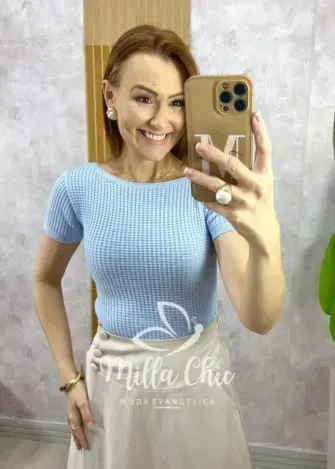 Blusa Adelaide Manga Guipper - Rosa Baby - Milla Chic