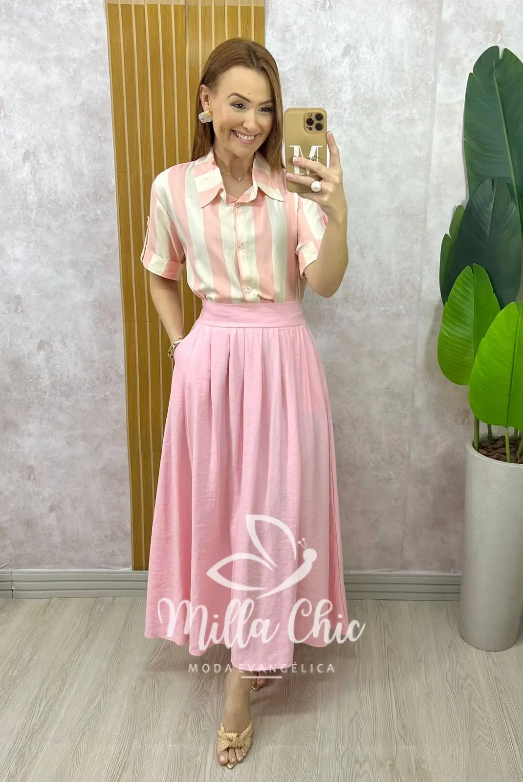 Saia Silvia em Alfaiataria Marrant – Rosa – Milla Chic Saia Silvia em Alfaiataria Marrant - Rosa - Milla Chic