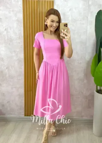 Blusa Adelaide Manga Guipper - Rosa Baby - Milla Chic