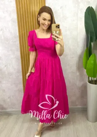 Vestido Danila em Lesie Algodão - Pink - Milla Chic