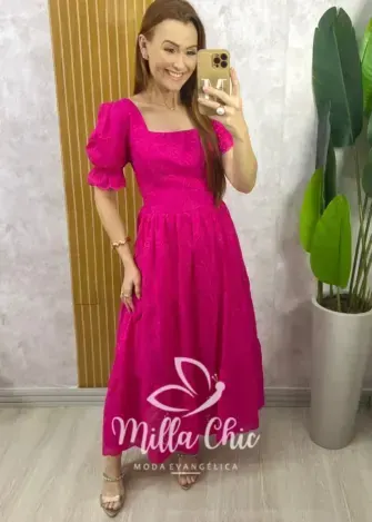Vestido Danila em Lesie Algodão - Pink - Milla Chic