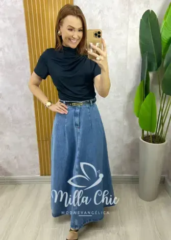Saia jeans Simone - Milla Chic