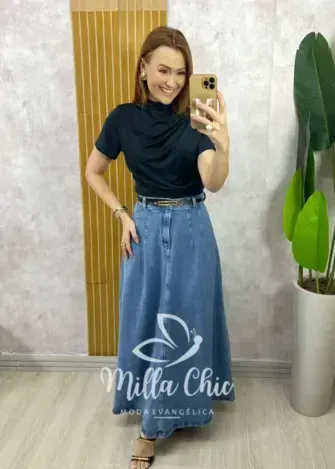 Saia jeans Simone - Milla Chic