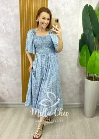 Vestido Melinda Manga Raglan - Azul - Milla Chic