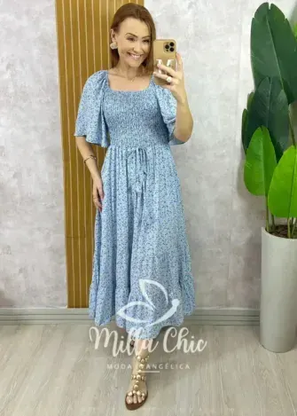 Vestido Melinda Manga Raglan - Azul - Milla Chic