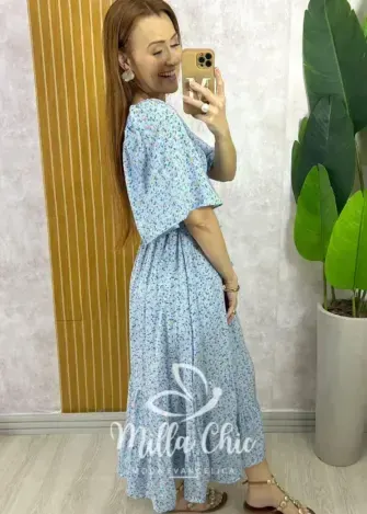 Vestido Melinda Manga Raglan - Azul - Milla Chic