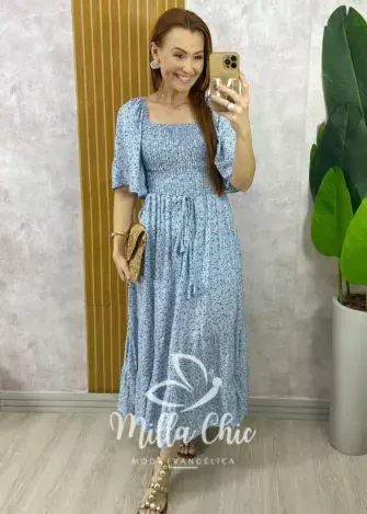 Vestido Melinda Manga Raglan - Azul - Milla Chic