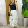 Saia Samanta em Chiffon Camadas - Branca - Milla Chic