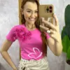 Blusa Sabrina Em Algodão Com Laço - Rosa Barbie - Milla Chic