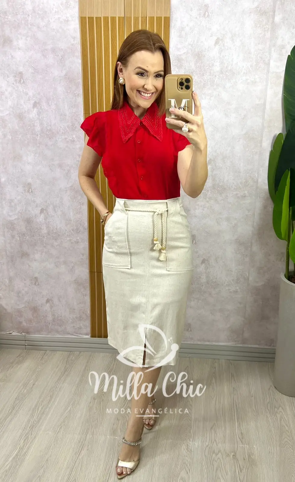 Camisa Louise – Vermelha – Milla Chic Camisa Louise - Vermelha - Milla Chic