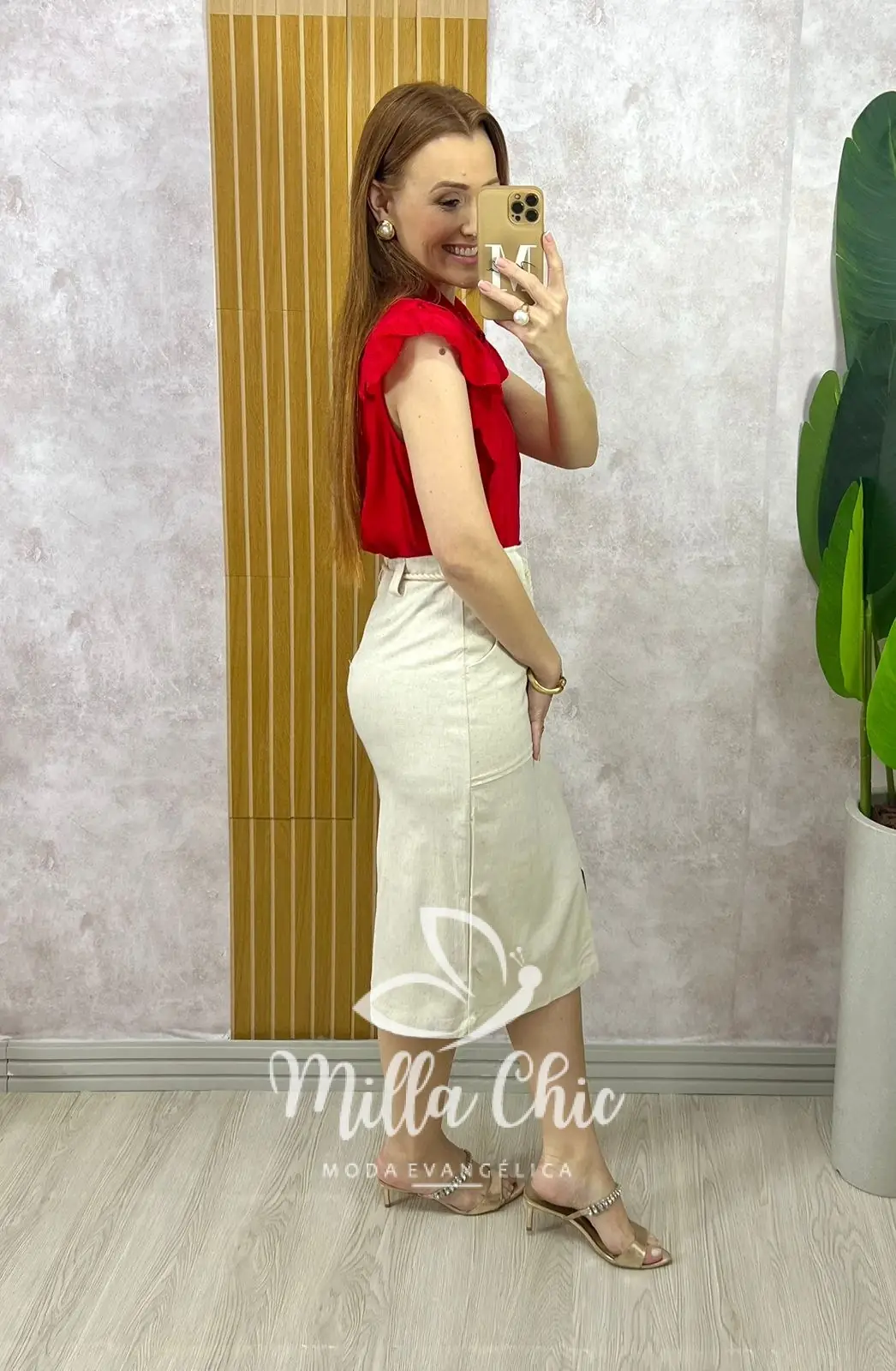 Saia Clara Em Linho – Areia – Milla Chic Saia Clara Em Linho - Areia - Milla Chic