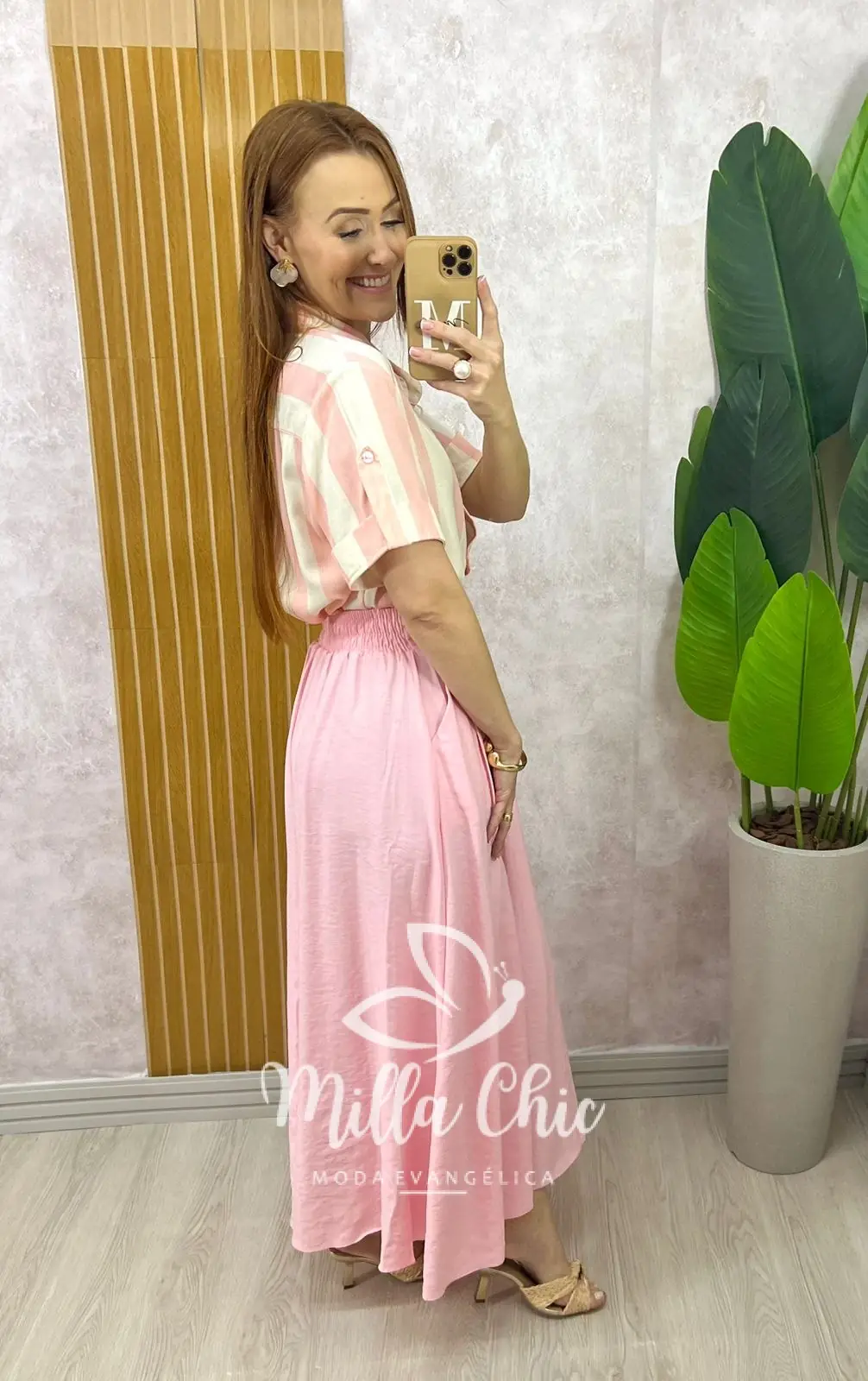 Saia Silvia em Alfaiataria Marrant – Rosa – Milla Chic Saia Silvia em Alfaiataria Marrant - Rosa - Milla Chic
