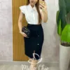 Saia Clara Em Linho – Preta – Milla Chic Saia Clara Em Linho - Preta - Milla Chic