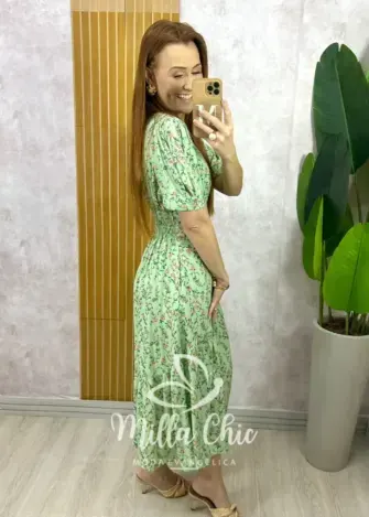 Vestido Lilian Em Viscolinho - Verde - Milla Chic