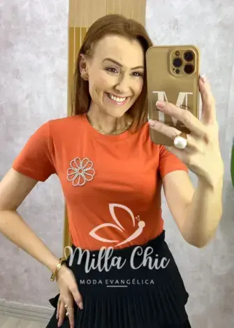 Blusa Sol Em Malha - Laranja - Milla Chic