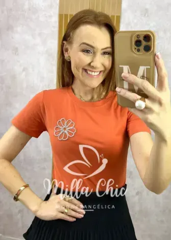 Blusa Sol Em Malha - Laranja - Milla Chic