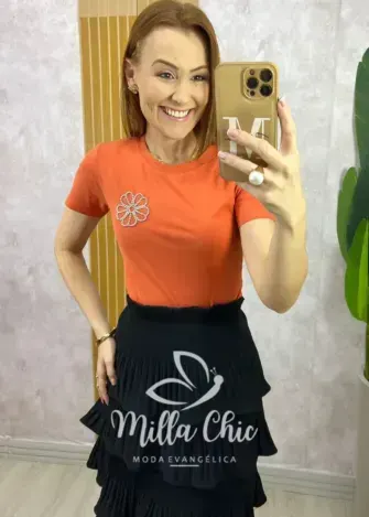 Blusa Sol Em Malha - Laranja - Milla Chic