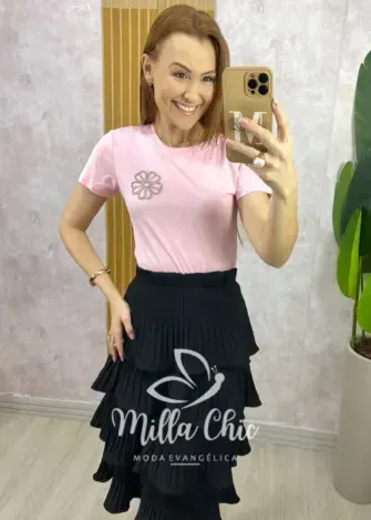 Blusa Sol Em Malha - Rosa - Milla Chic